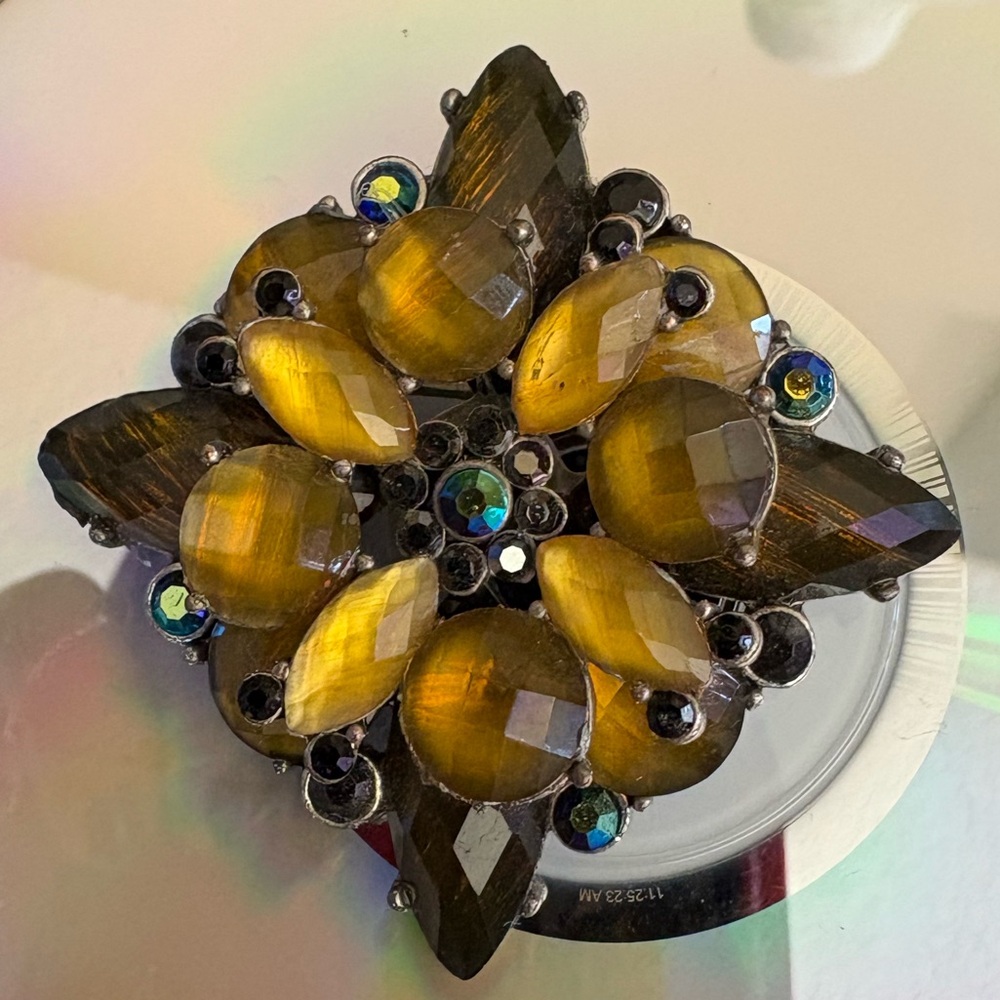 Elegant Gold and Black Brooch